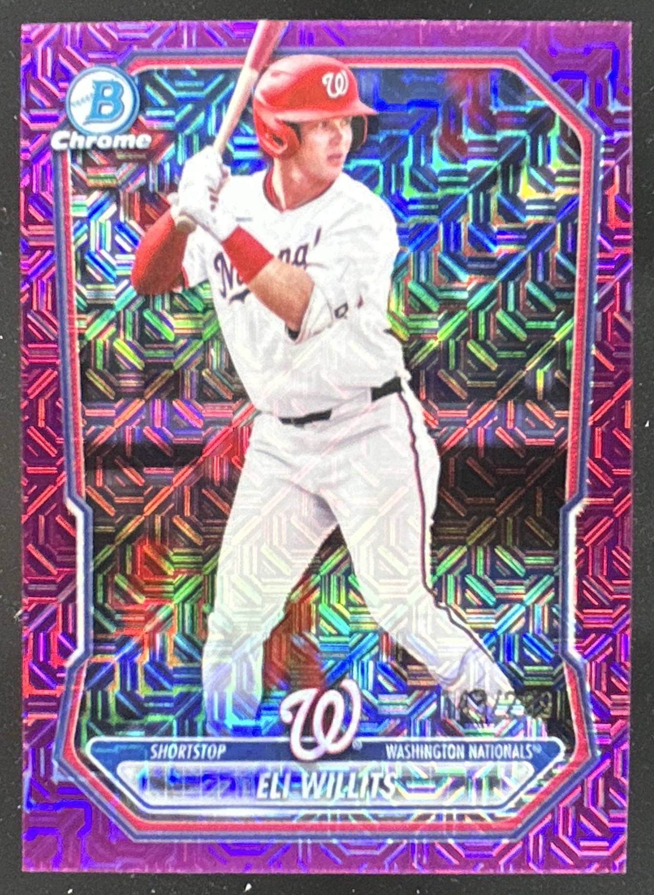 Card image for Eli Willits 2026 Bowman Chrome Mega Box Prospects Fuchsia Mojo Refractor /299