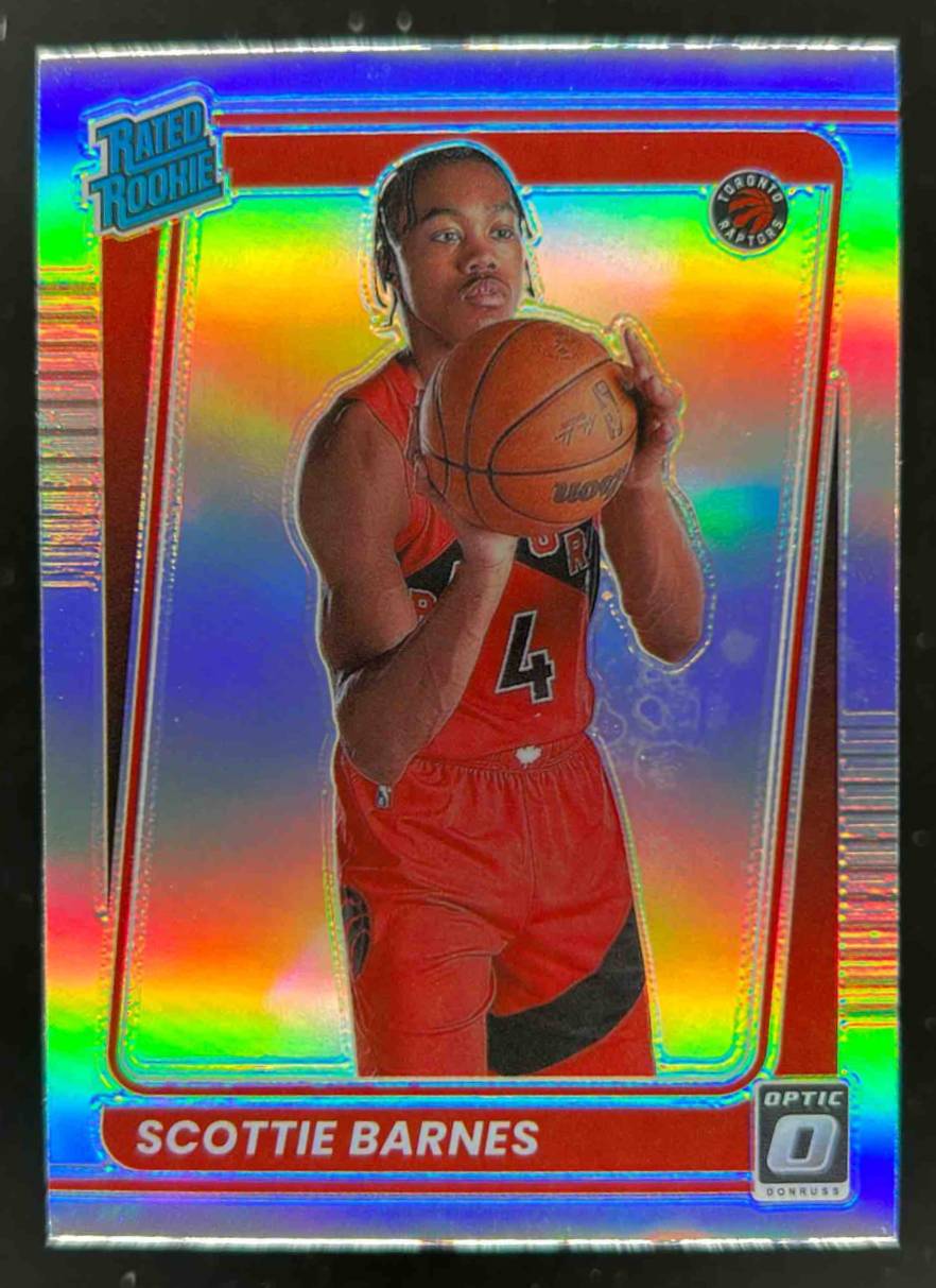 Card image for 2021-22 PANINI DONRUSS OPTIC SCOTTIE BARNES HOLO PRIZM #186 RC TORONTO RAPTORS