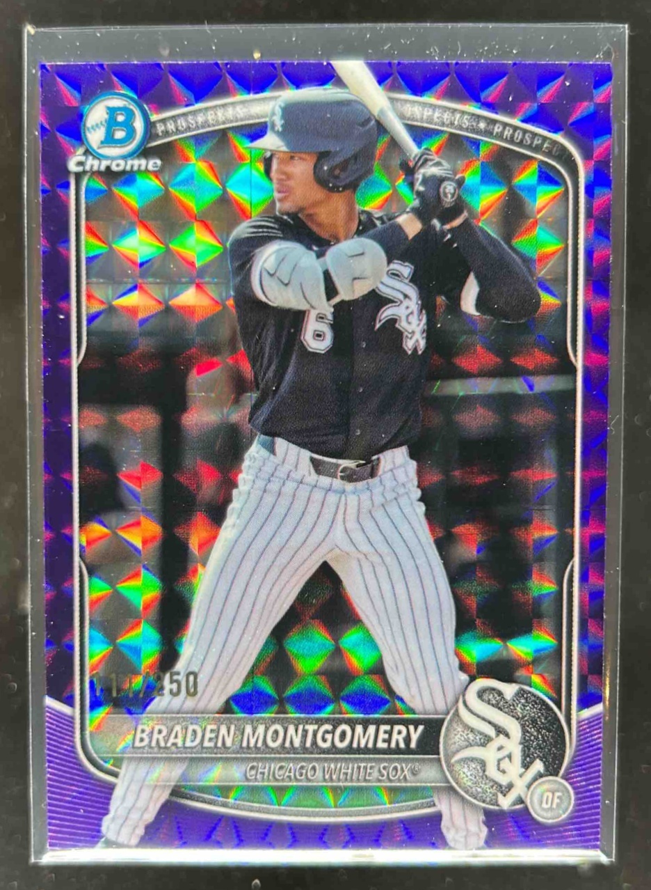 Card image for Braden Montgomery 2025 Bowman Draft Chrome Purple Geometric Refractor /250