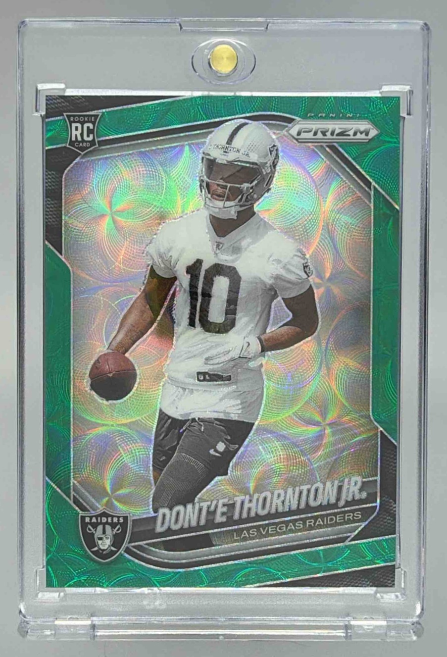 Card image for 2025 Panini Prizm Dont'e Thornton Jr. Green Scope /75 #369 RC Raiders