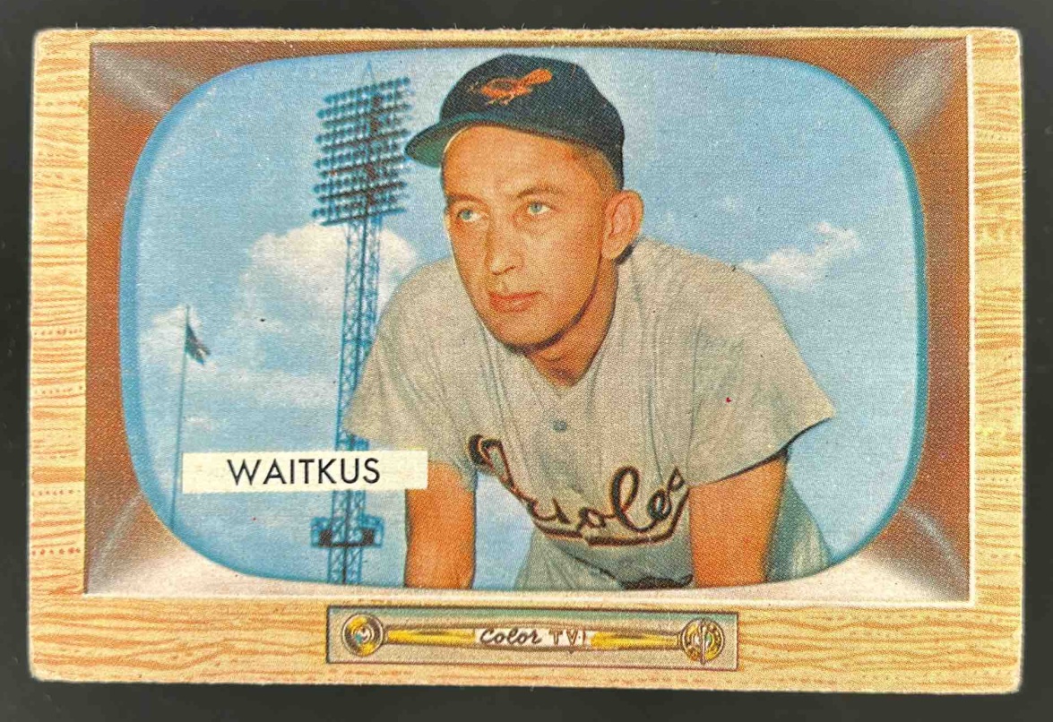 Card image for 1955 BOWMAN BASEBALL EDDIE WAITKUS #4 BALTIMORE ORIOLES