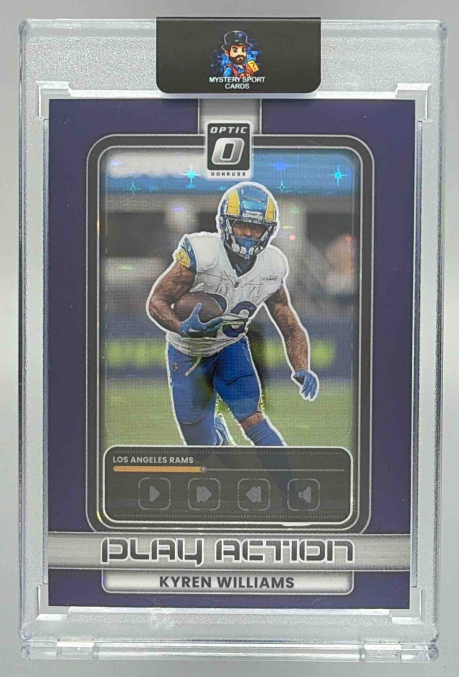 Card image for 2025 Panini Donruss Optic Kyren Williams Play Action Purple Stars Prizm /25 #6 Rams