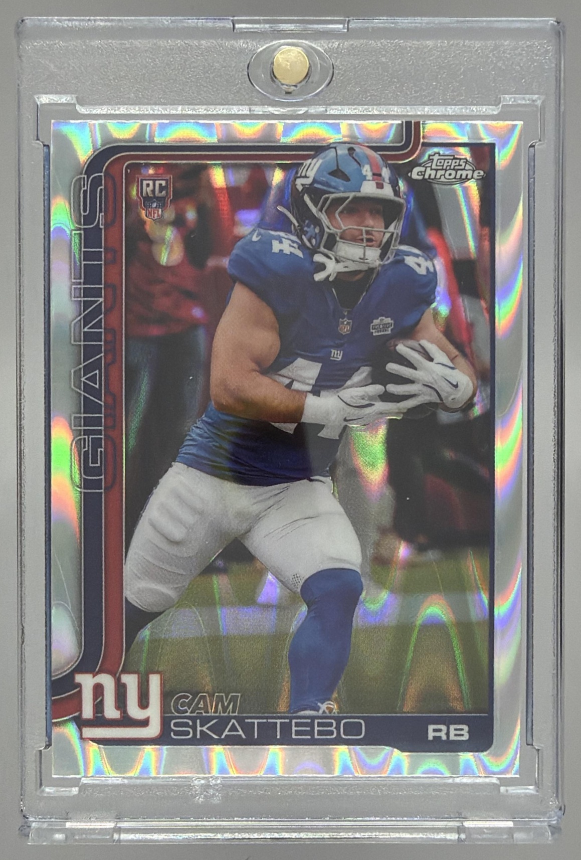 Card image for 2025 Topps Football Chrome Cam Skattebo Rookie Refractor #331 RC New York Giants