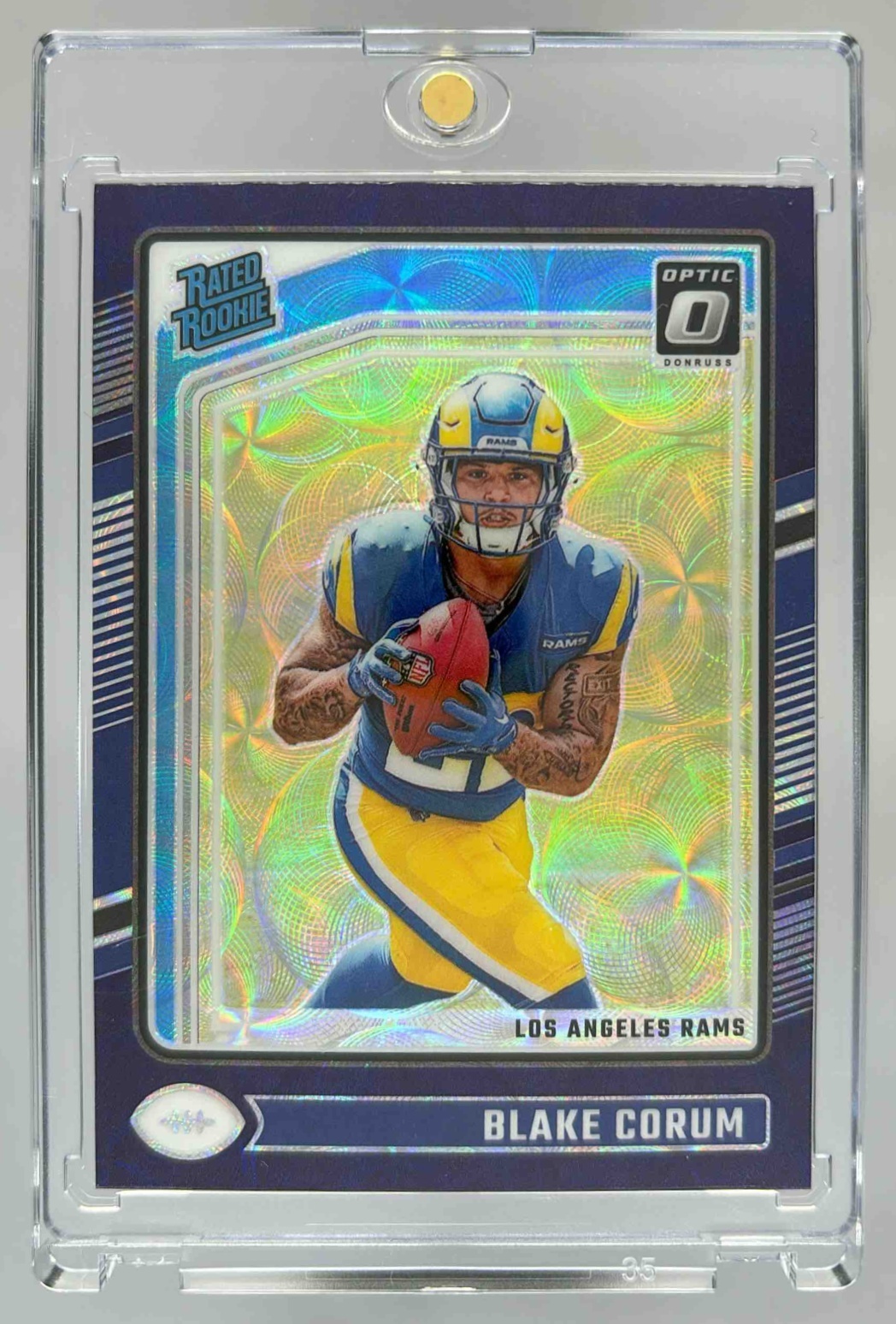 Card image for 2024 Panini Donruss Optic Blake Corum #208 Rated Rookie Rams