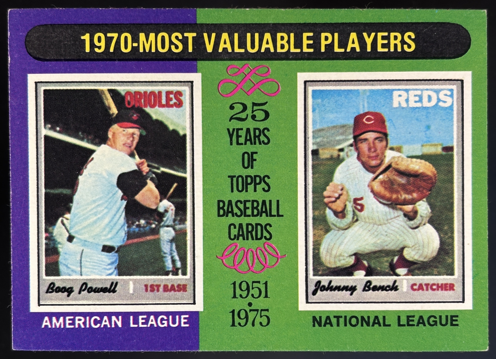 Card image for 1975 TOPPS 1970 MVPS BOOG POWELL JOHNNY BENCH M #208