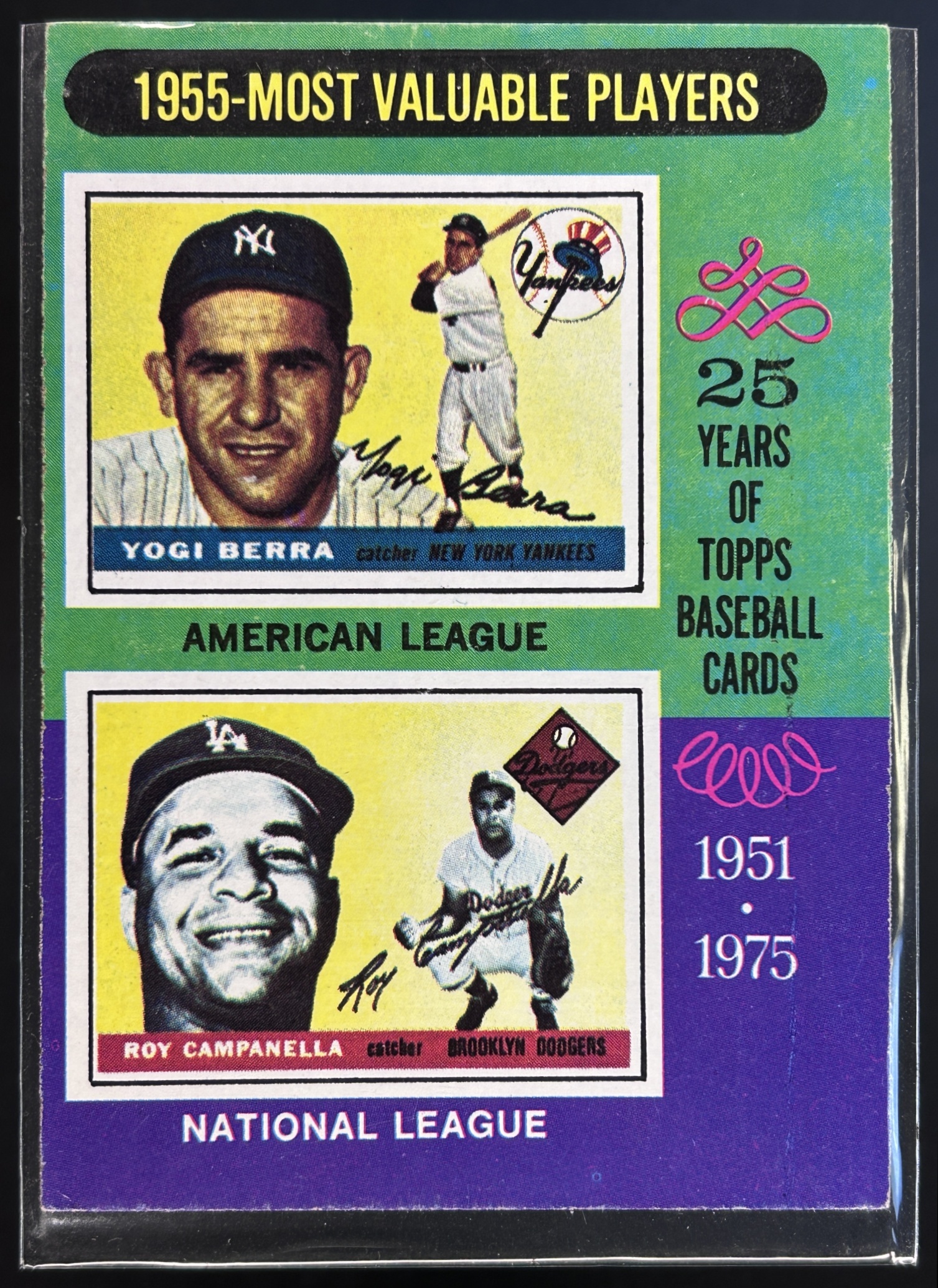 Card image for 1975 TOPPS 1955 MVPS YOGI BERRA ROY CAMPANELLA M #193 NEW YORK YANKEES