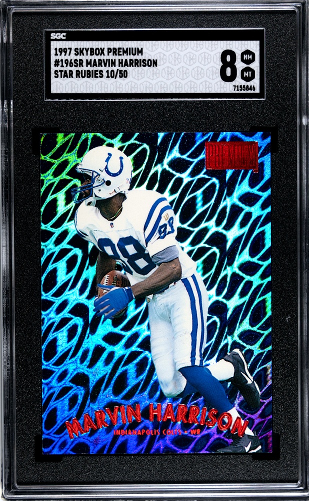 1997 Skybox Premium Marvin Harrison Rubies /50 #196SR Colts SGC 8