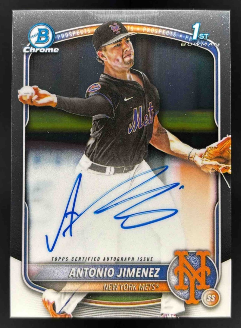 Card image for 2025 Bowman Draft Antonio Jimenez Chrome Prospect Auto #CPA-AJ Mets