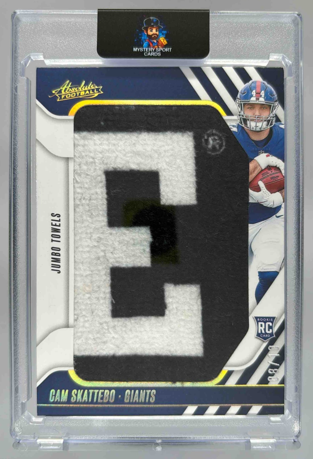 Card image for 2025 Panini Absolute Cam Skattebo Jumbo Towels /10 #JJN-CSO Giants