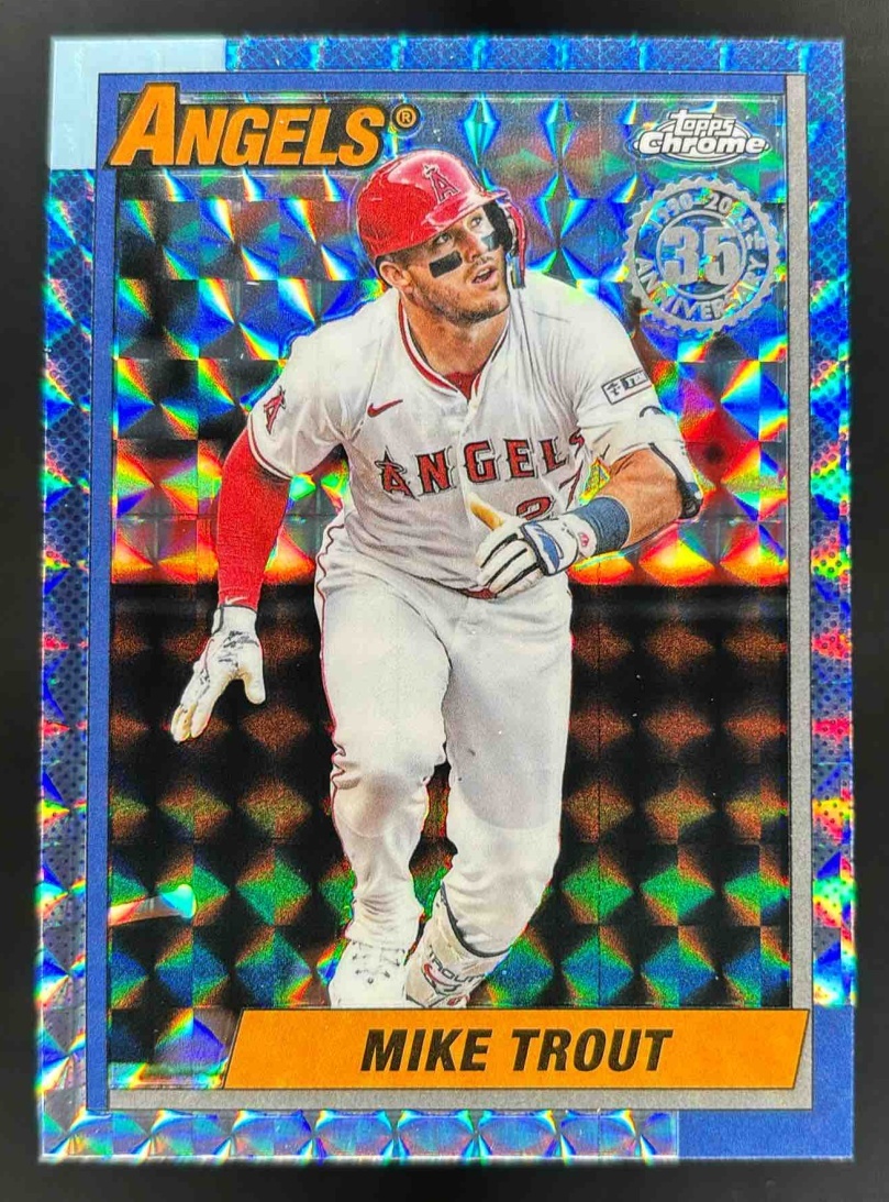 Card image for 2025 Topps Chrome Update Mike Trout 1990 Geometric Refractor #90CU-1 Angels