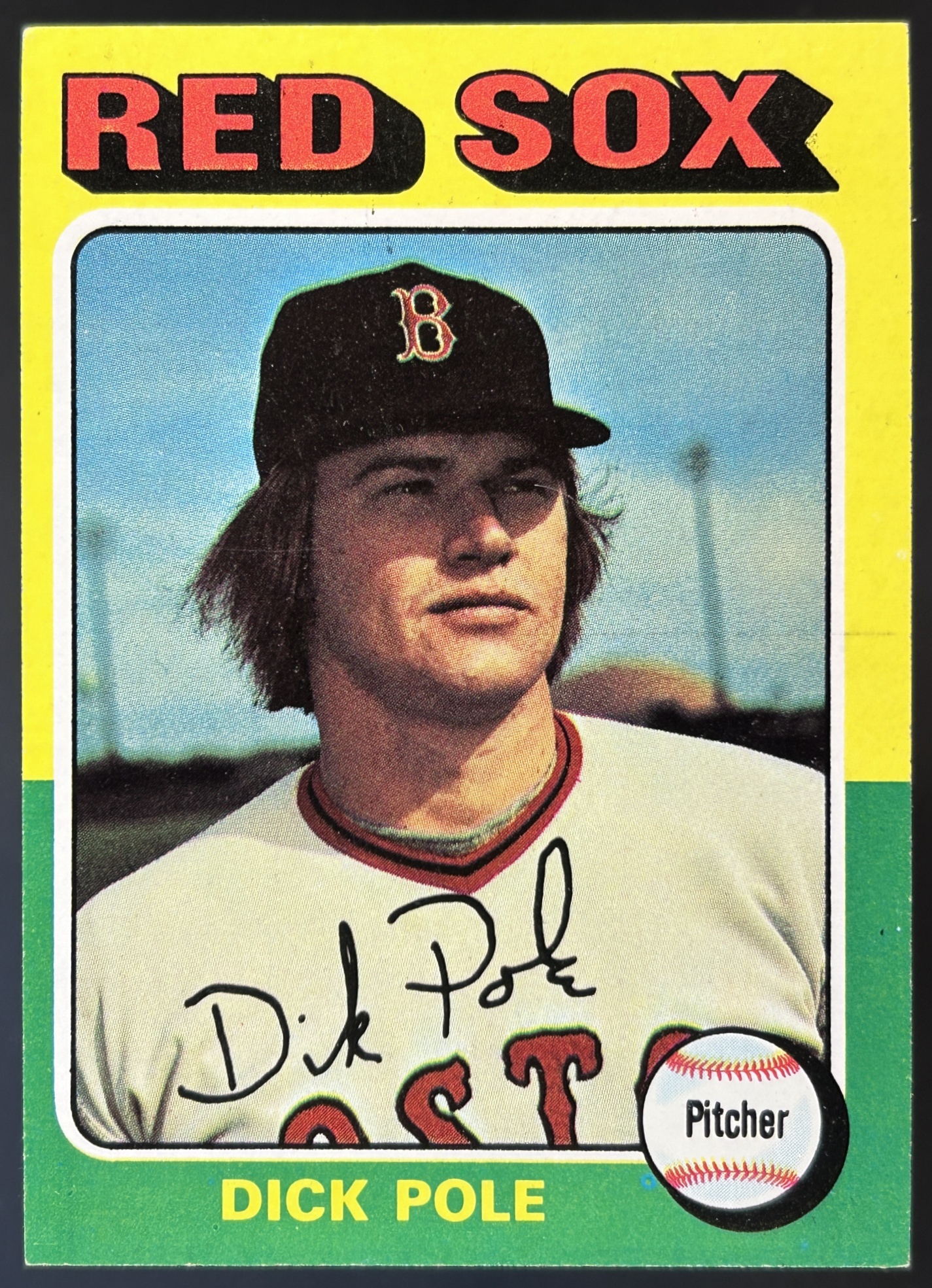 Card image for 1975 TOPPS DICK POLE #513 BOSTON RED SOX CLASSIC AND HE'S FROM TROUT CREEK MICHIGAN