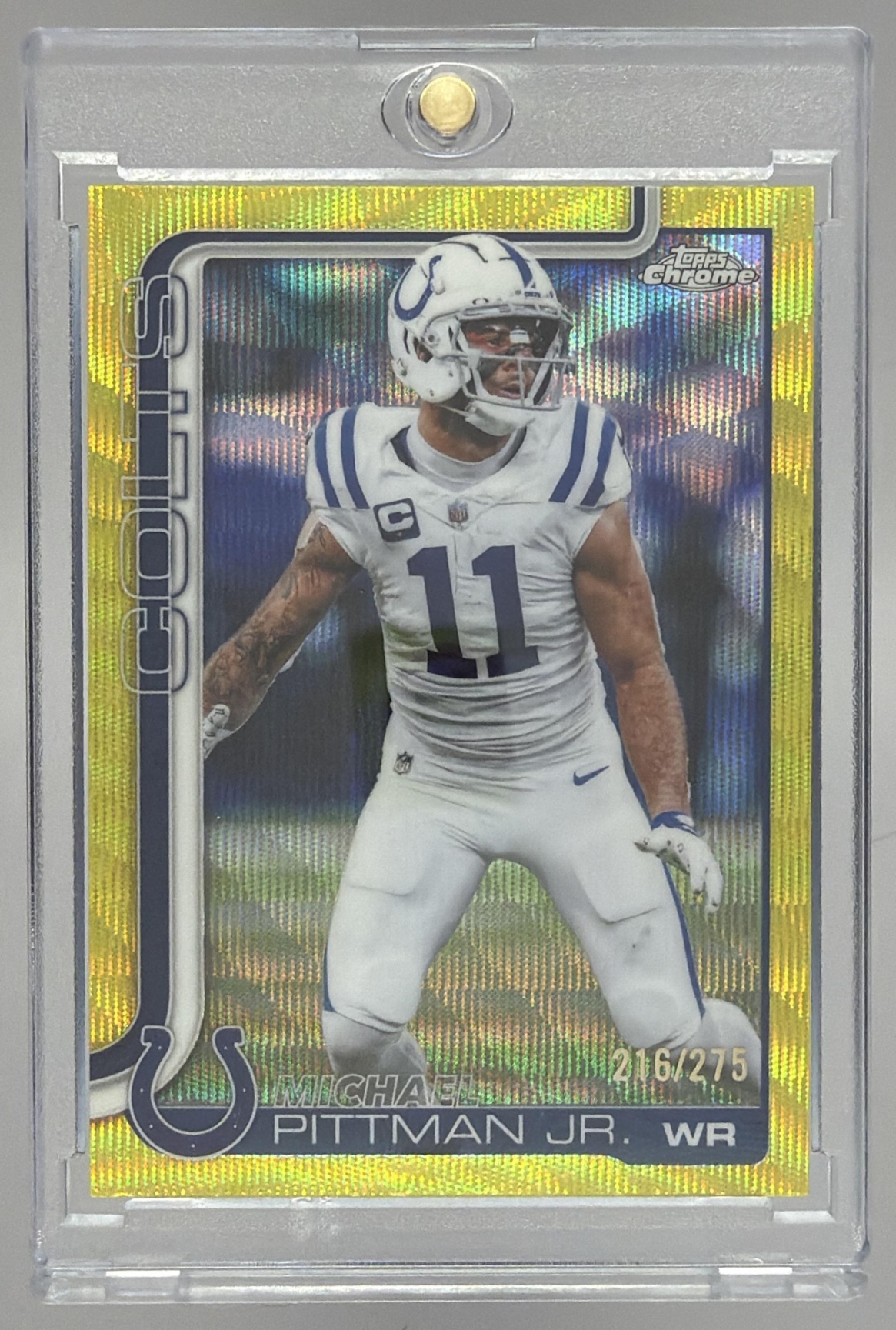 Card image for 2025 Topps Chrome Michael Pittman Jr. Yellow Wave Refractor /275 #126 Colts