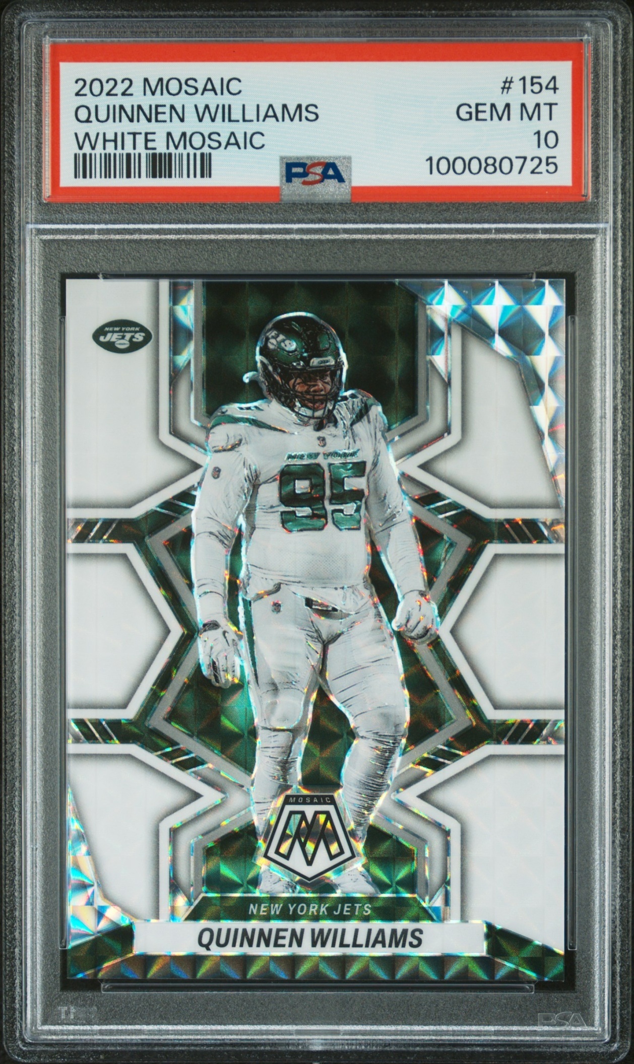 Card image for 2022 Panini Football Mosaic Quinnen Williams Mosaic White /25 #154 New York Jets
