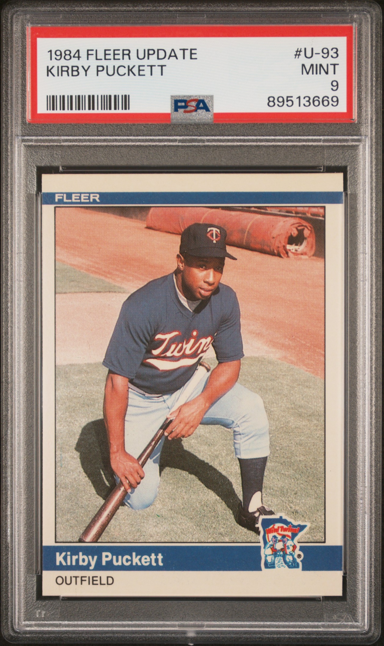 1984 Fleer Baseball Update Kirby Puckett #U-93 RC Minnesota Twins PSA 9