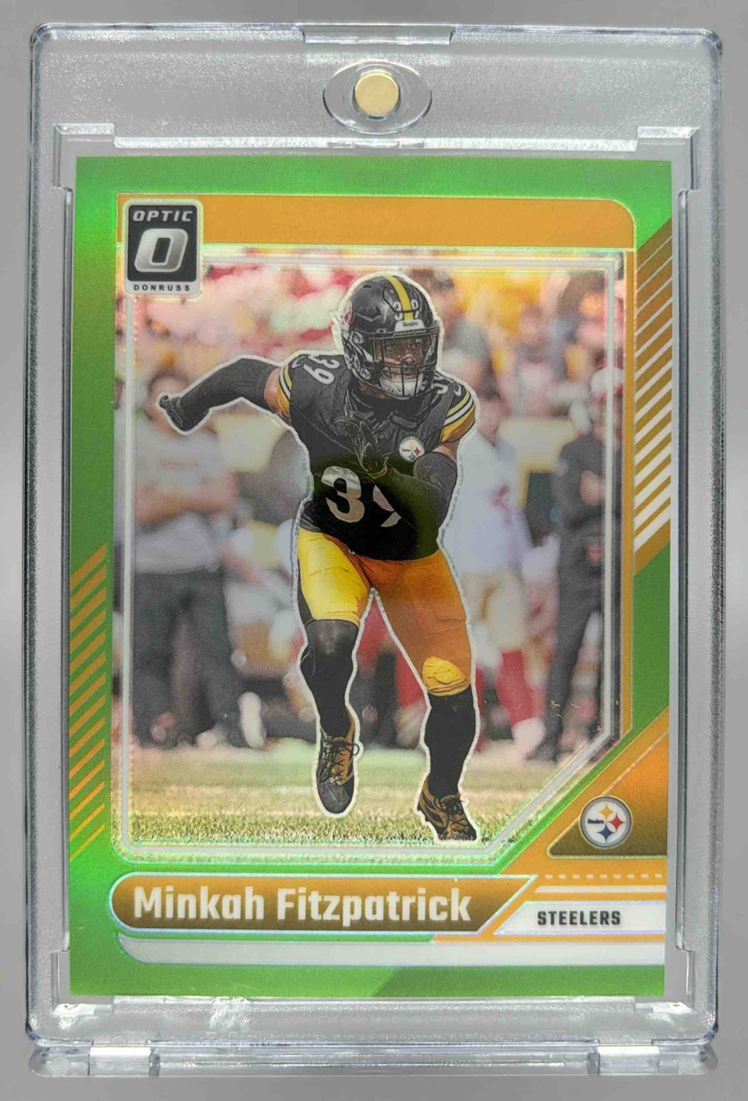 Card image for 2024 Panini Donruss Optic Minkah Fitzpatrick Lime Green /50 #168 Steelers