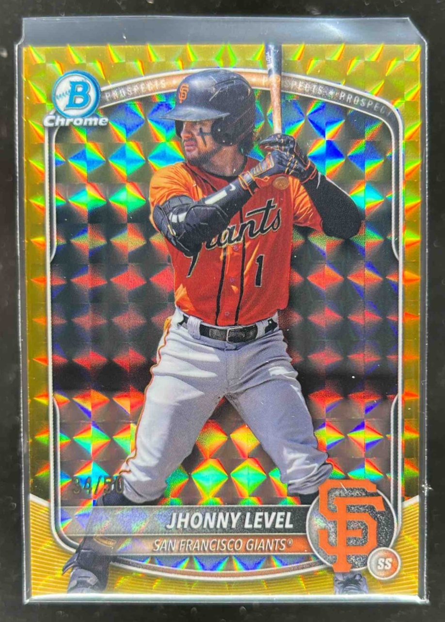 Card image for Jhonny Level 2025 Bowman Draft Chrome Gold Geometric Refractor /50