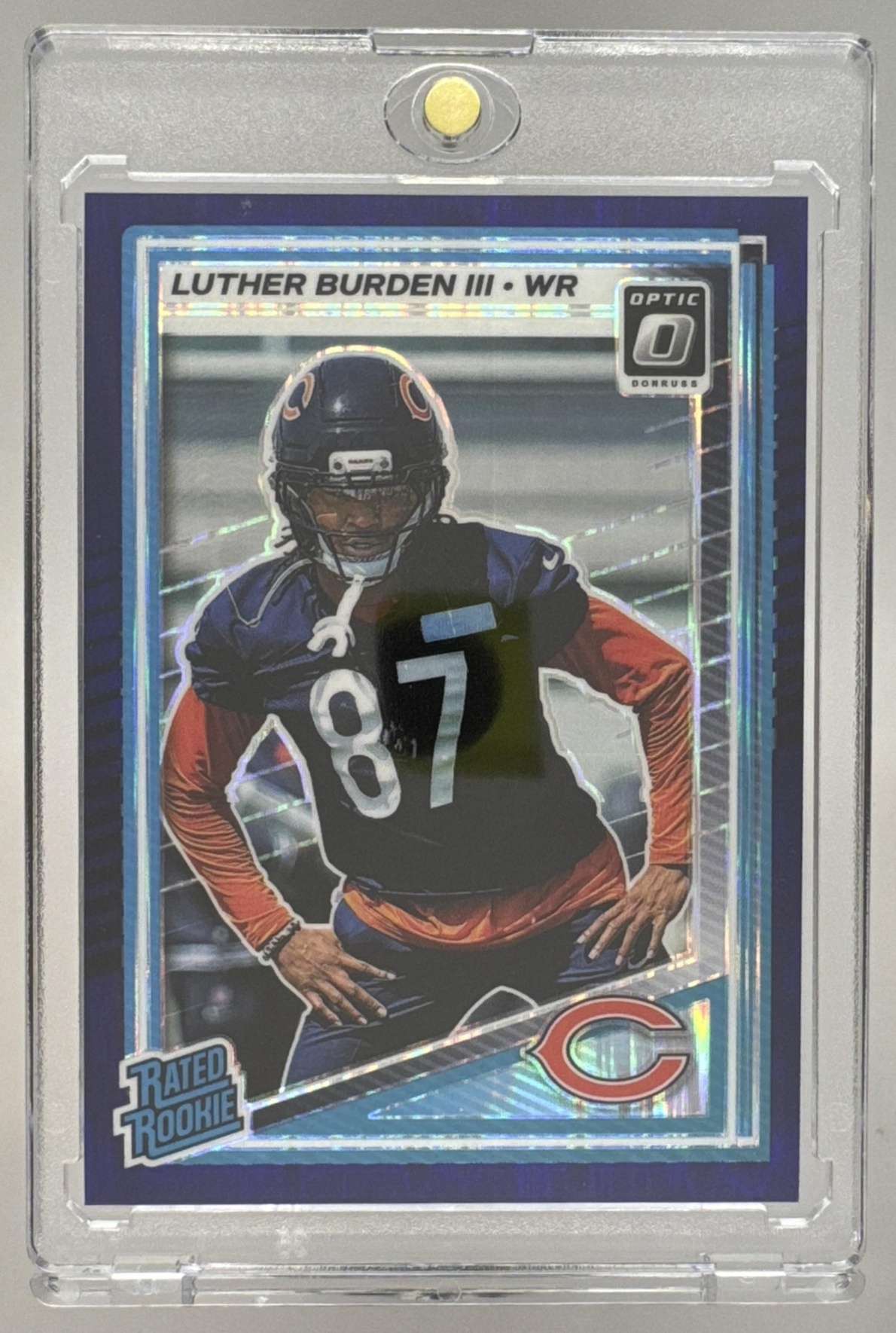 Card image for 2025 Panini Donruss Optic Luther Burden III Rated Rookie Green Hyper Prizm #275 Bears