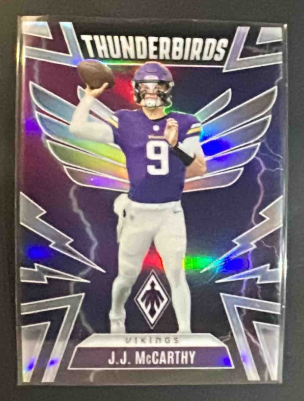 Card image for 2025 Panini Phoenix J.J. McCarthy #33 Thunderbirds Vikings
