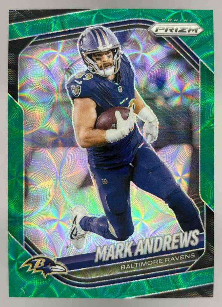 Card image for 2025 Panini Football Prizm Mark Andrews Green Scope /75 #259 Baltimore Ravens