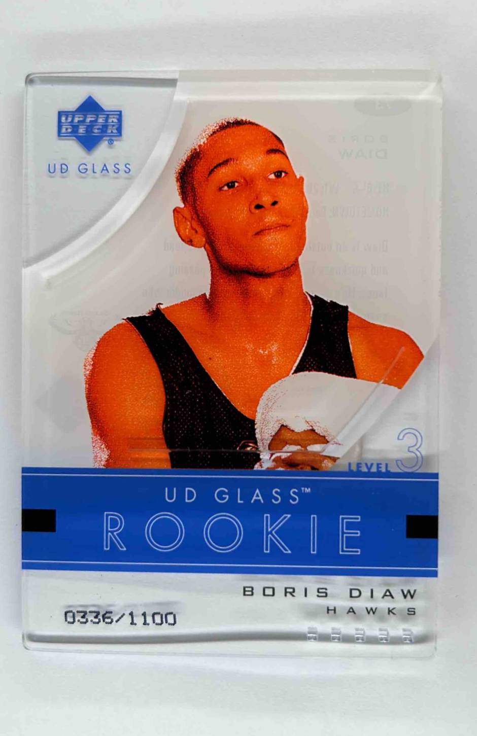Card image for 2003-04 UPPER DECK GLASS BORIS DIAW 2003 /1100 #73 ROOKIE RC ATLANTA HAWKS