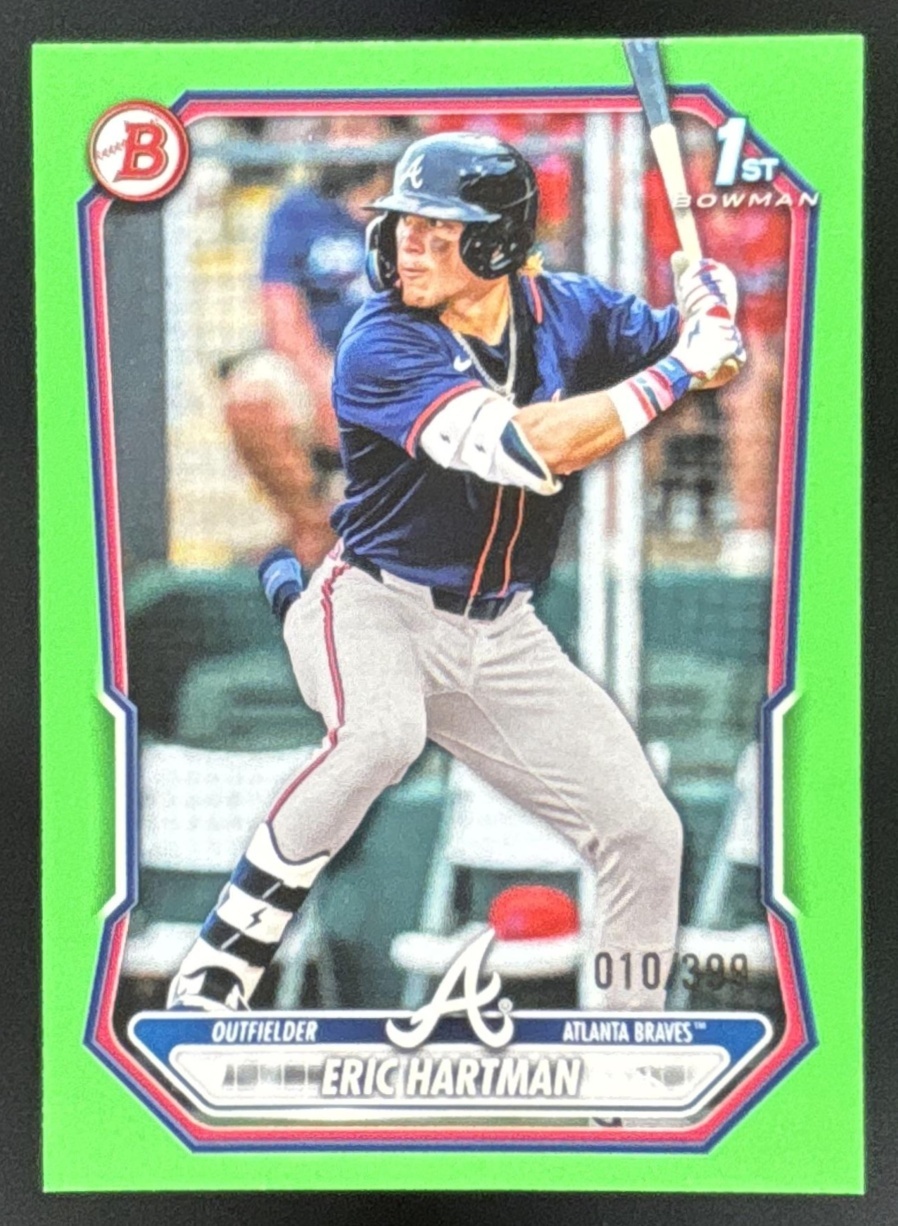 Card image for Eric Hartman 2026 Bowman Neon Green Border /399 Prospects Atlanta Braves