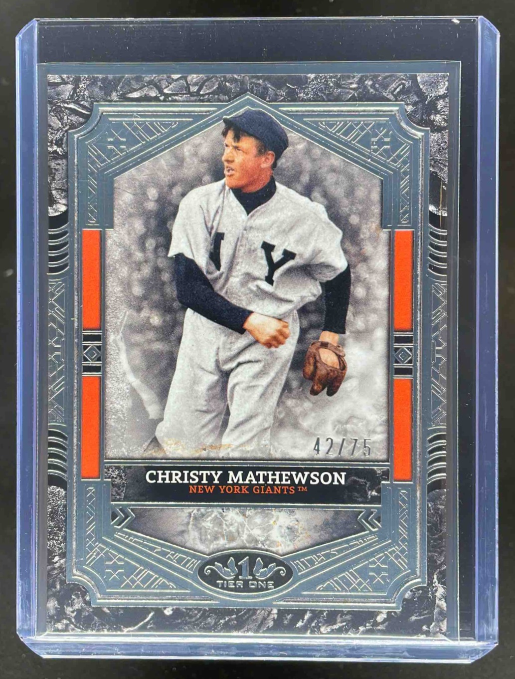 Card image for Christy Mathewson 2025 Topps Tier One 1 Silver Foil /75 #9 New York Giants