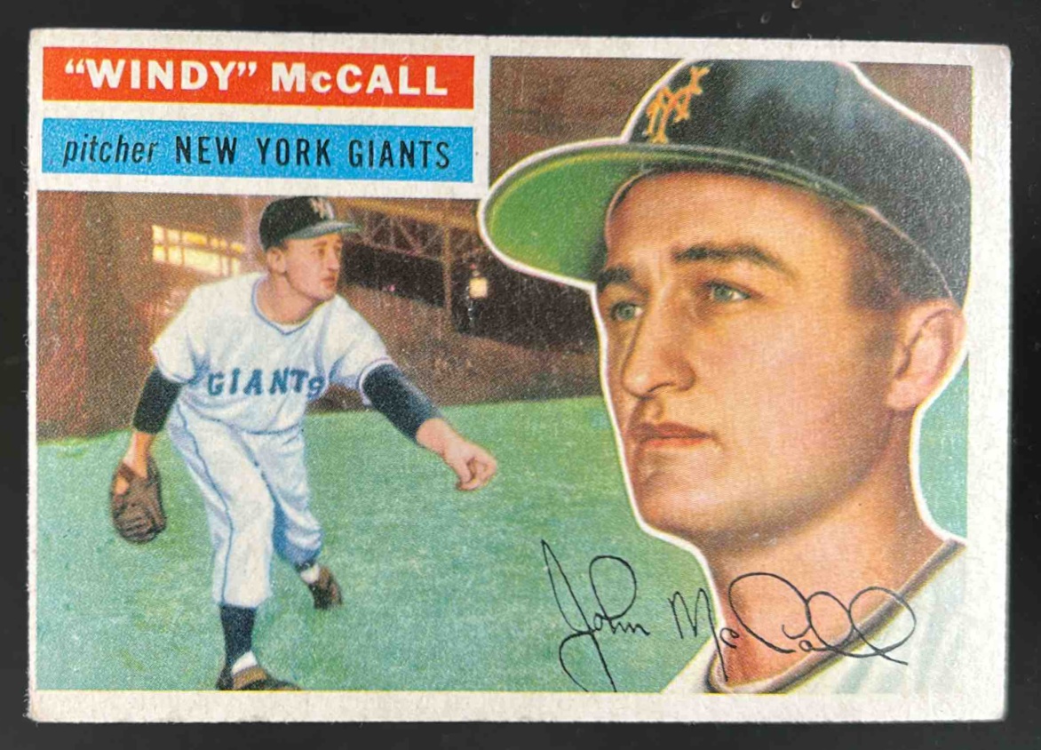 Card image for 1956 TOPPS BASEBALL WINDY MCCALL #44B NEW YORK GIANTS