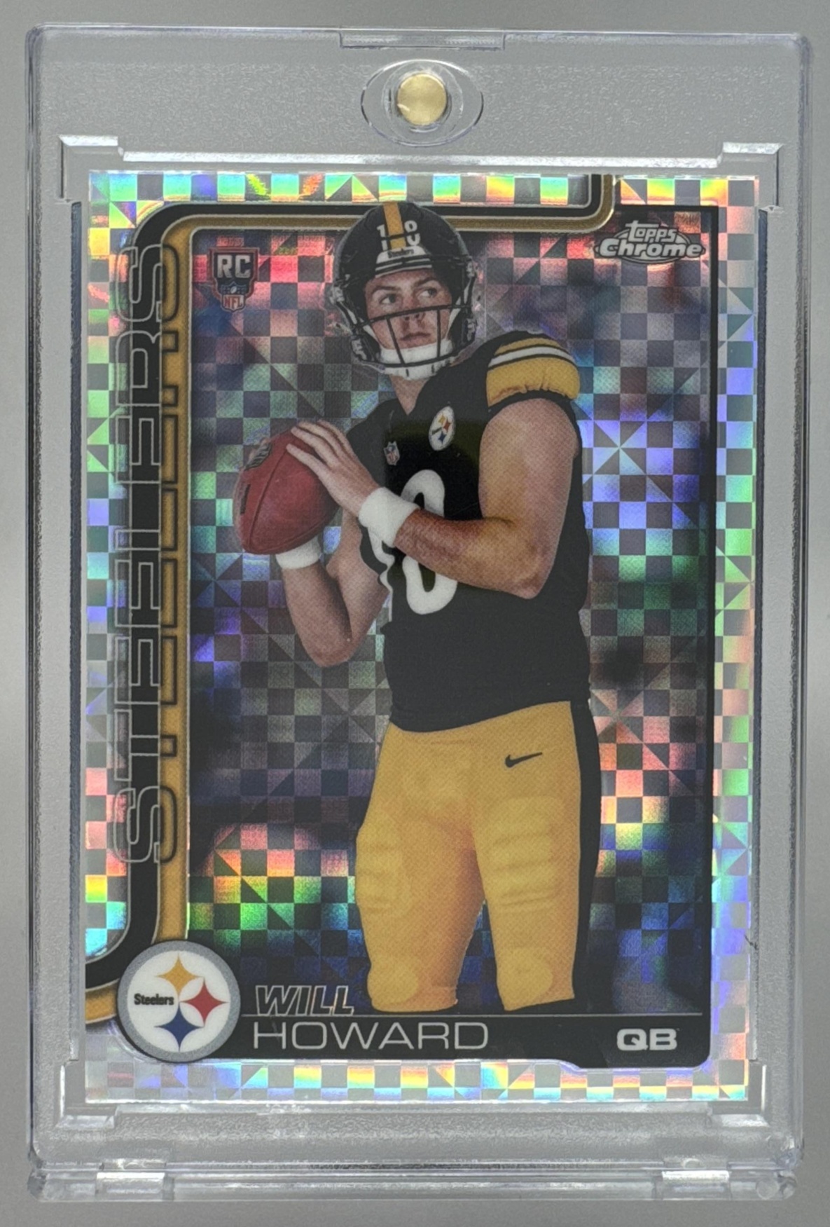 Card image for 2025 Topps Football Chrome Will Howard Rookie #321 RC Pittsburgh Steelers