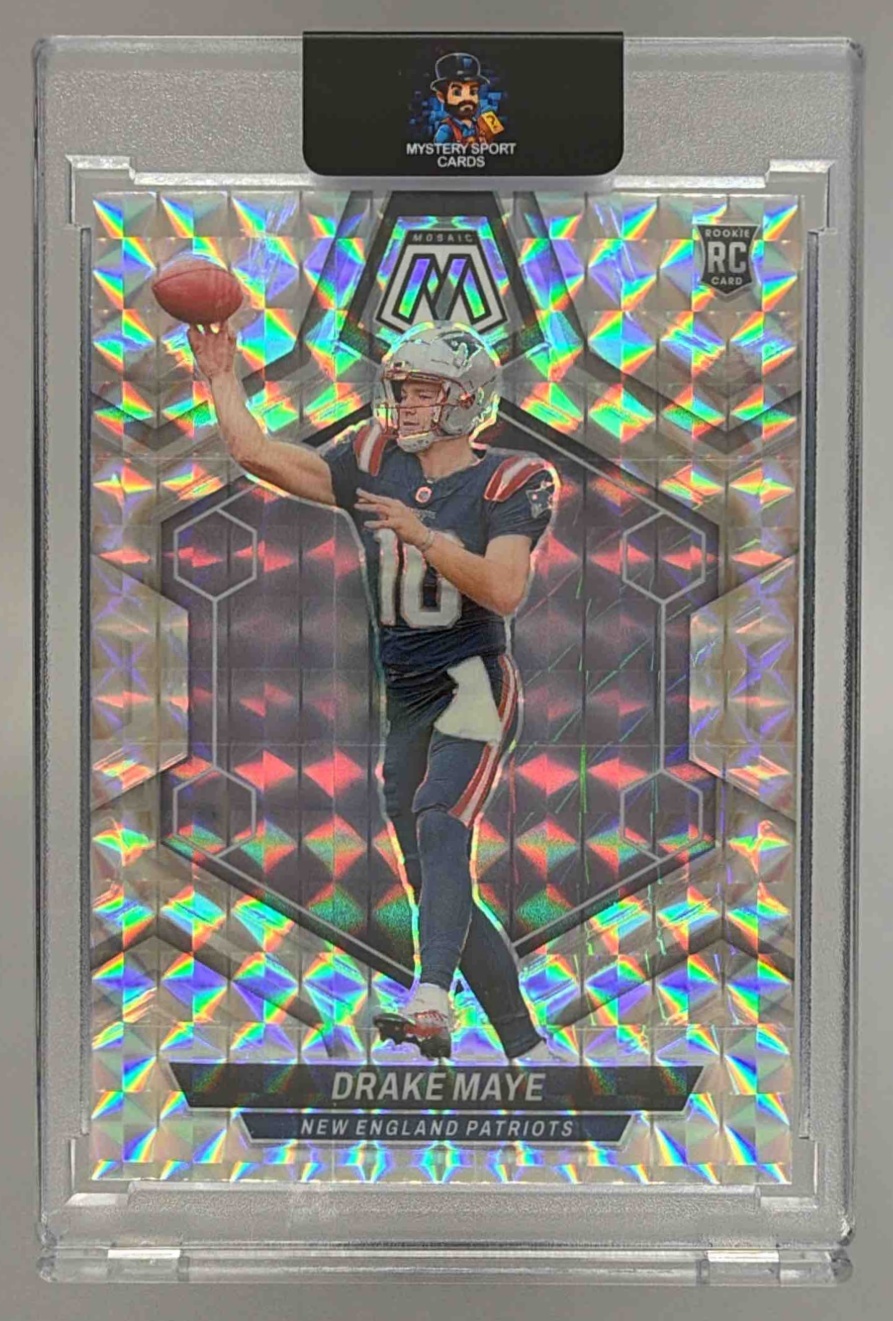 Card image for 2024 Panini Football Mosaic Drake Maye Silver Prizm #303 RC New England Patriots
