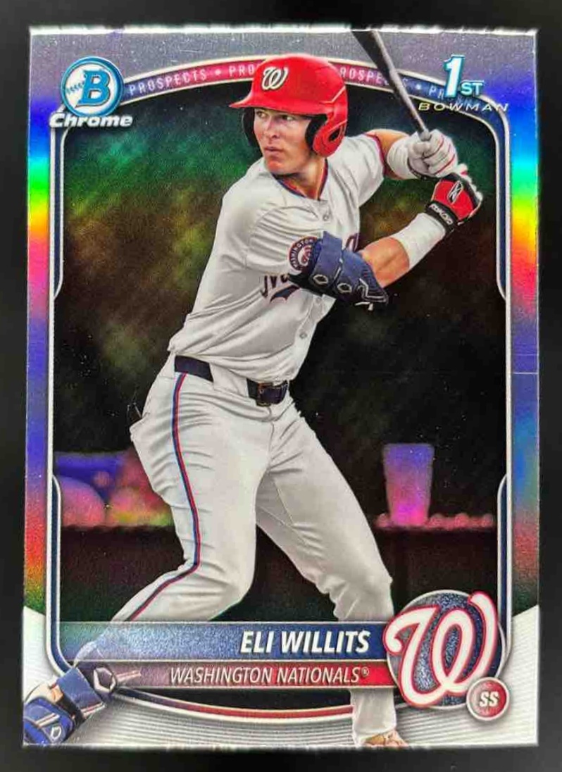 Card image for 2025 Bowman Draft Eli Willits Chrome Refractor #BDC-1 Nationals