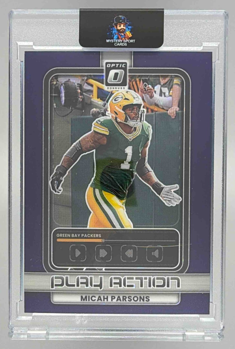 Card image for 2025 Panini Donruss Optic Micah Parsons Play Action Purple Stars Prizm /25 #11 Packers