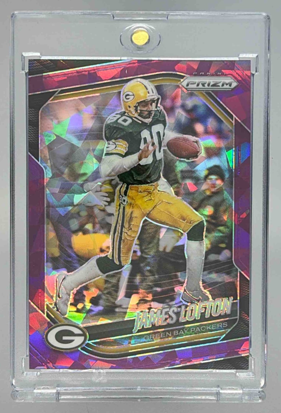 Card image for 2025 Panini Football Prizm James Lofton Purple Ice /225 #149 Green Bay Packers