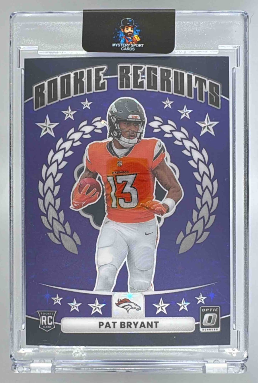 Card image for 2025 Panini Donruss Optic Pat Bryant Rookie Recruits Purple Stars Prizm /25 #18 RC Broncos