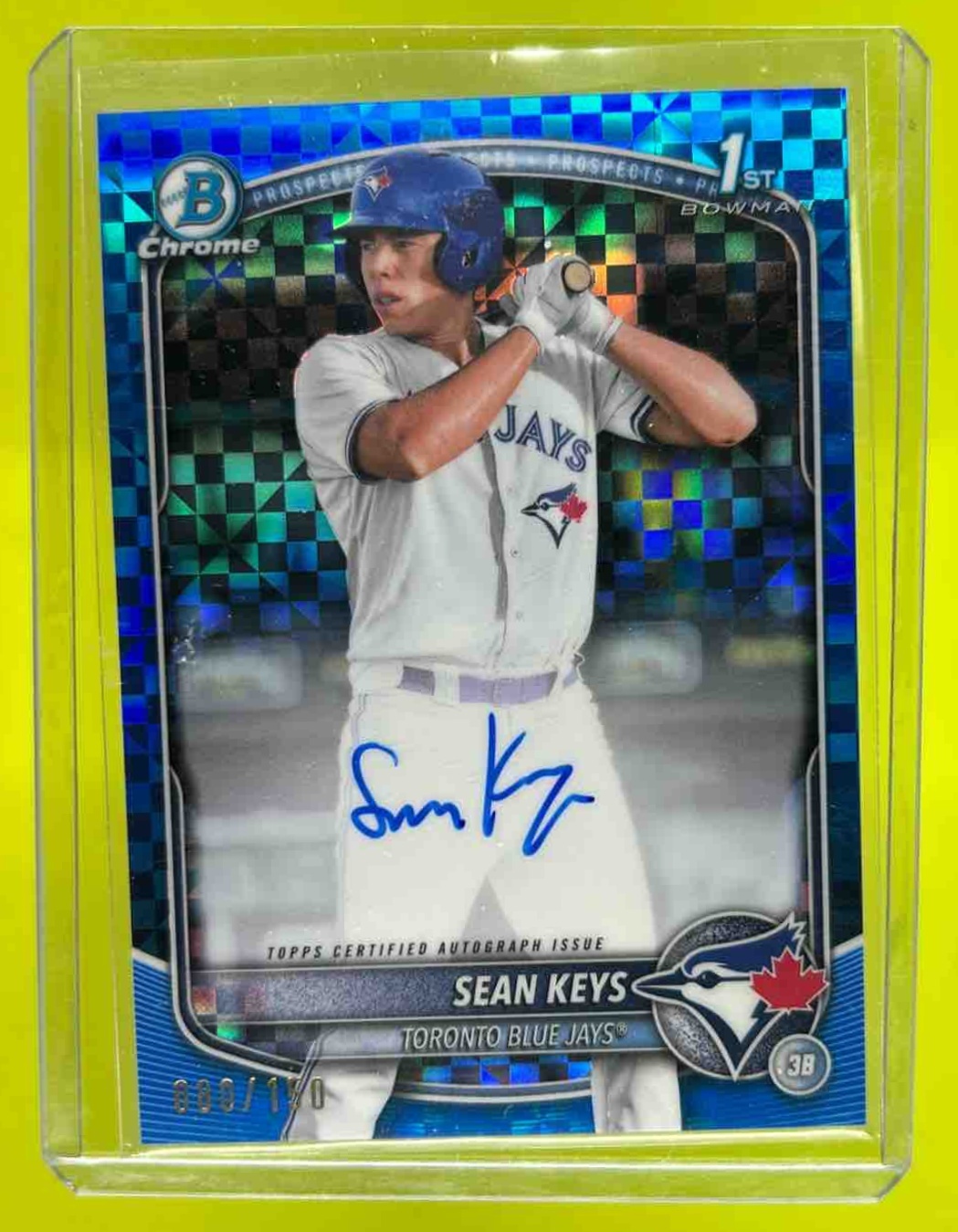 Sean Keys 2025 Bowman Chrome Prospect Auto Blue X-Fractor /150