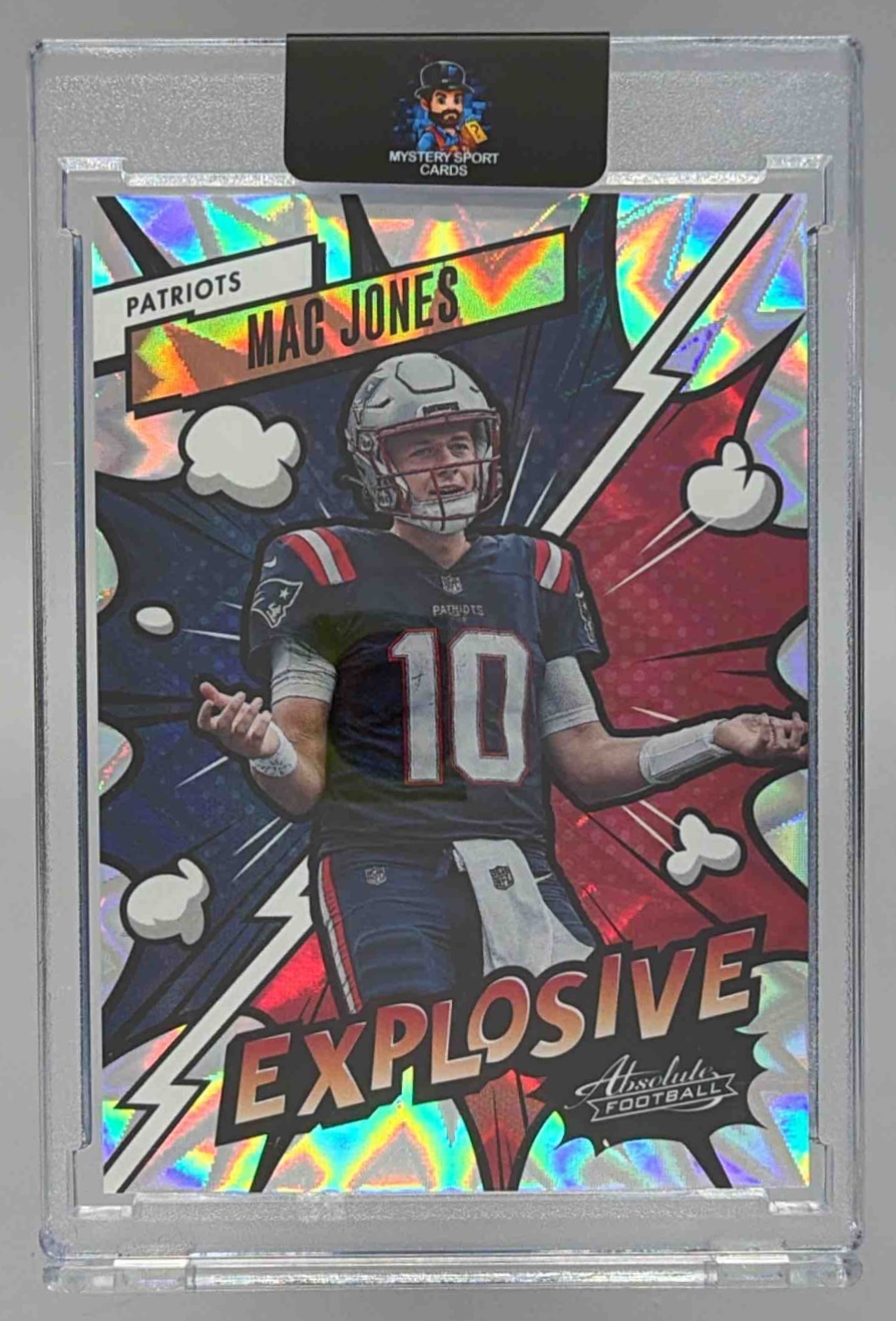 Card image for 2023 Panini Football Absolute Mac Jones Explosive #17 New England Patriots