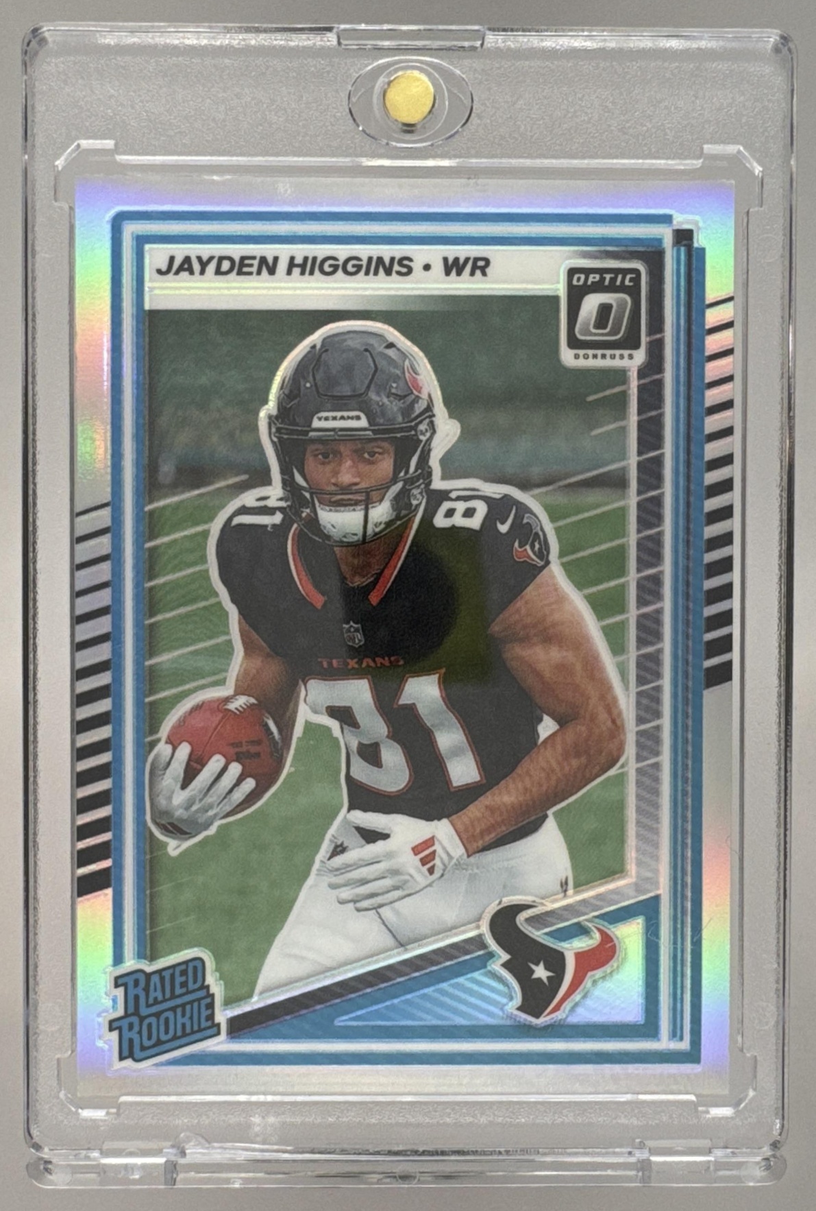 Card image for 2025 Panini Donruss Optic Jayden Higgins Rated Rookie #225 Texans