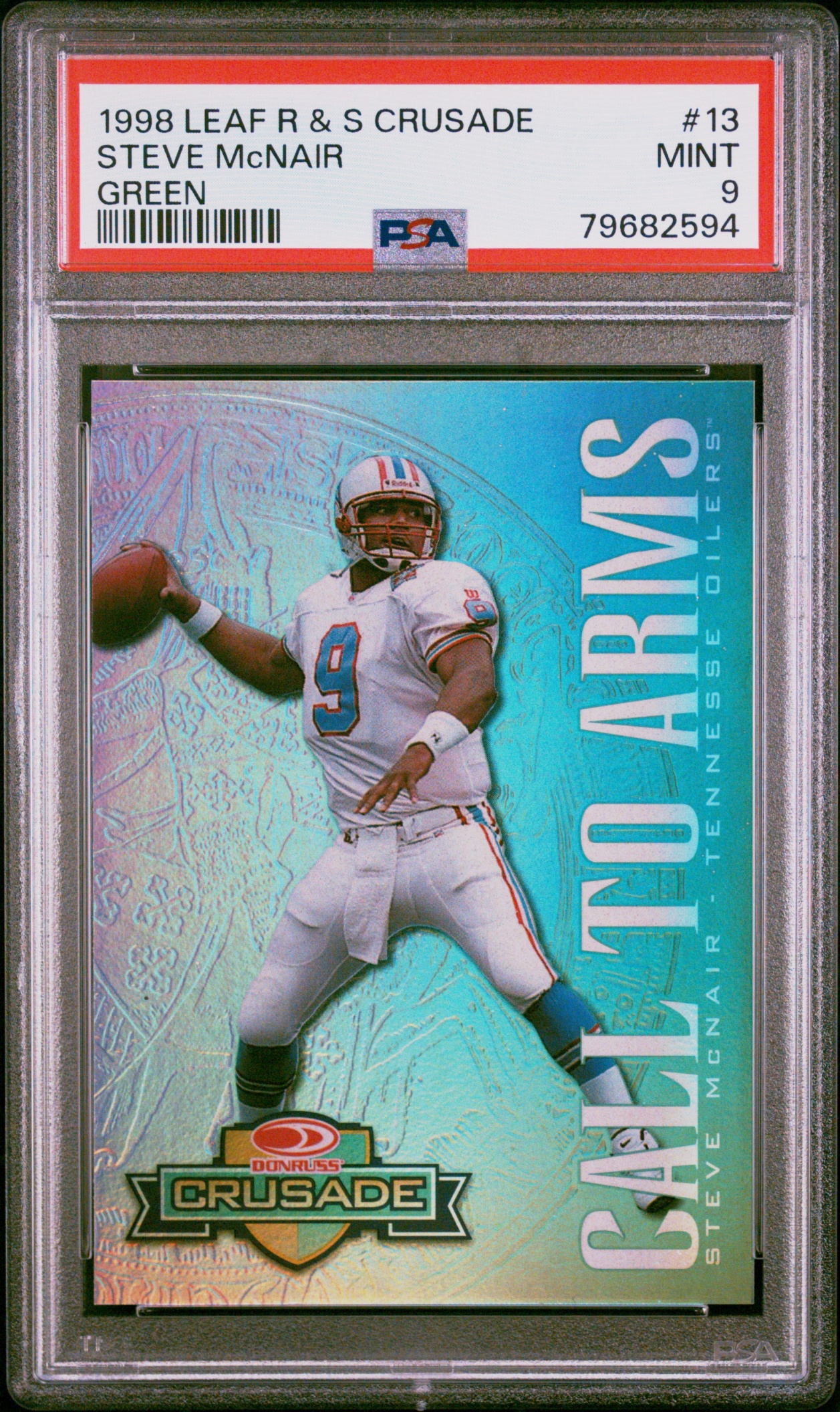 1998 Leaf Football Rookies & Stars Steve McNair Crusade Green /250 #13 PSA 9