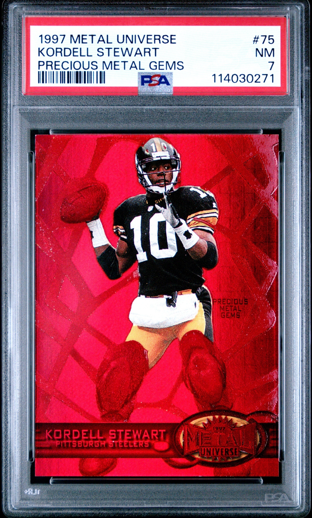 1997 Skybox Metal Universe Kordell Stewart Precious Gems /150 #75 Steelers PSA 7