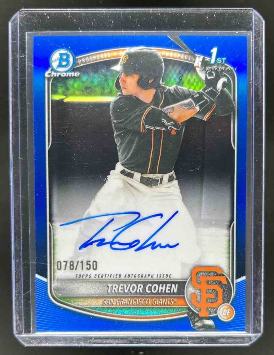 Trevor Cohen 2025 Bowman Draft Chrome Prospect Auto Blue Refractor /150