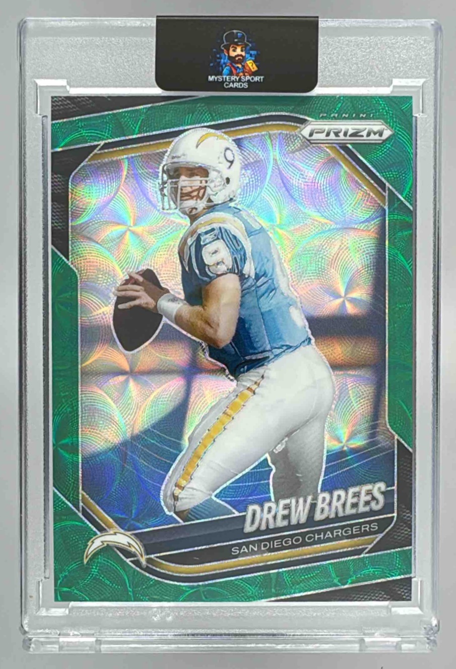 Card image for 2025 Panini Football Prizm Drew Brees Green Scope /75 #266 San Diego Chargers
