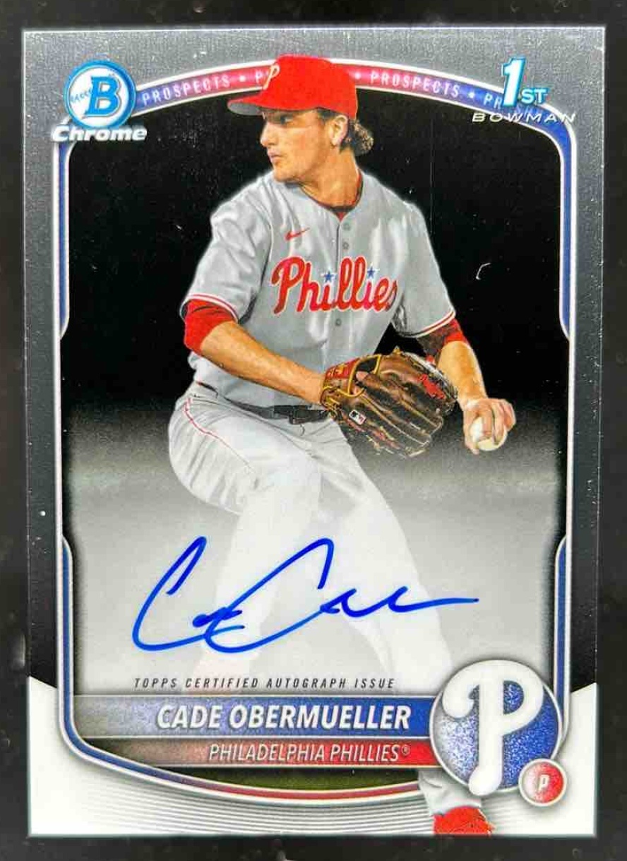 Card image for Cade Obermueller 2025 Bowman Draft Chrome Prospect Auto