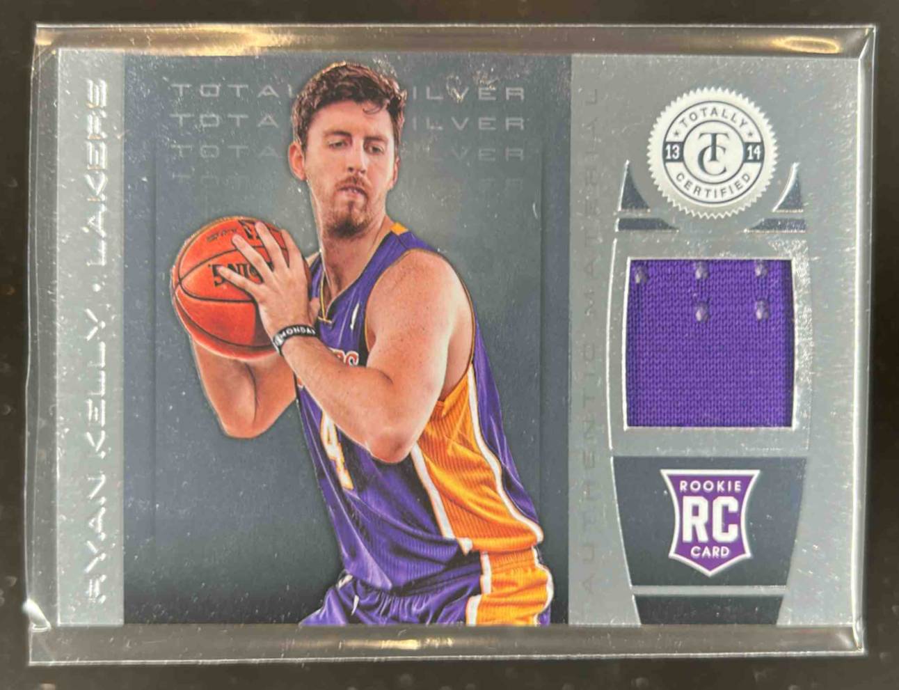 Card image for 2013-14 PANINI TOTALLY CERTIFIED RYAN KELLY MATERIALS #194 RC LOS ANGELES LAKERS