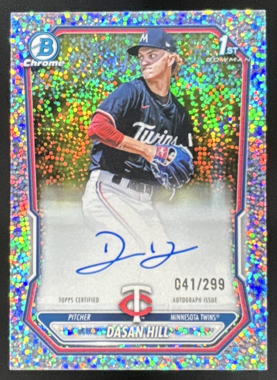Card image for 2026 Bowman Dasan Hill Chrome Auto Speckle Refractor /299 1st Prospect