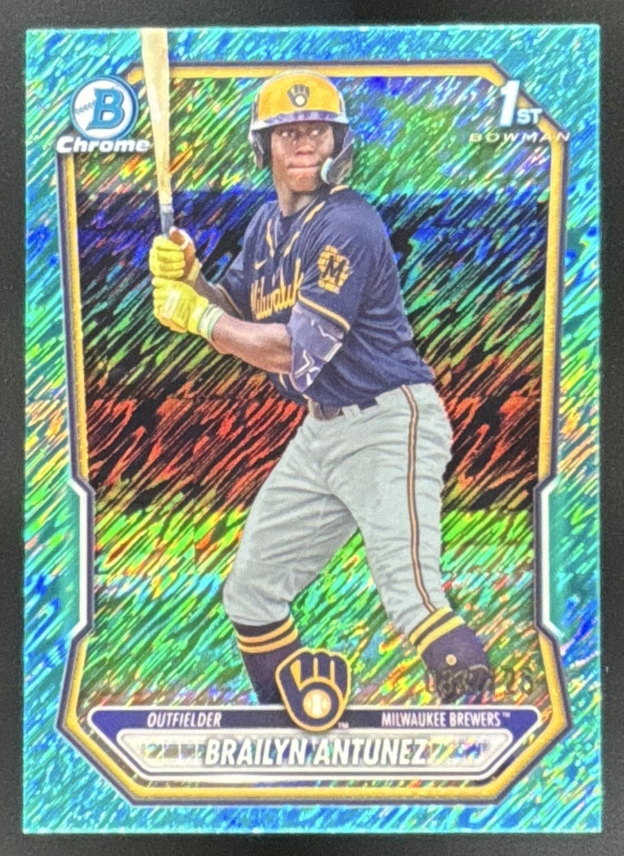 Card image for 2026 Bowman Brailyn Antunez Chrome Aqua Shimmer Refractor /125 1st Prospect