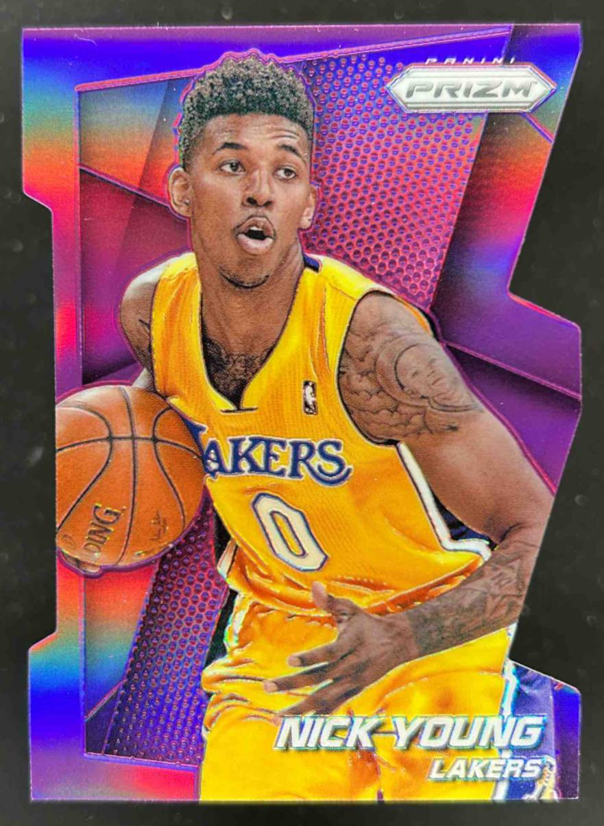Card image for 2014-15 Panini Prizm Nick Young Prizms Purple Die Cut 6 /139 #40