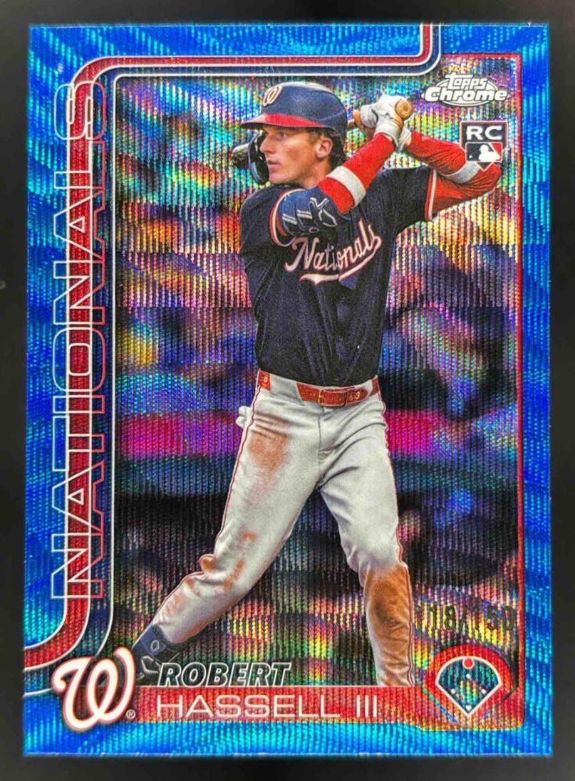 Card image for 2025 Topps Chrome Update Robert Hassell III Blue Wave Refractor /150 RC