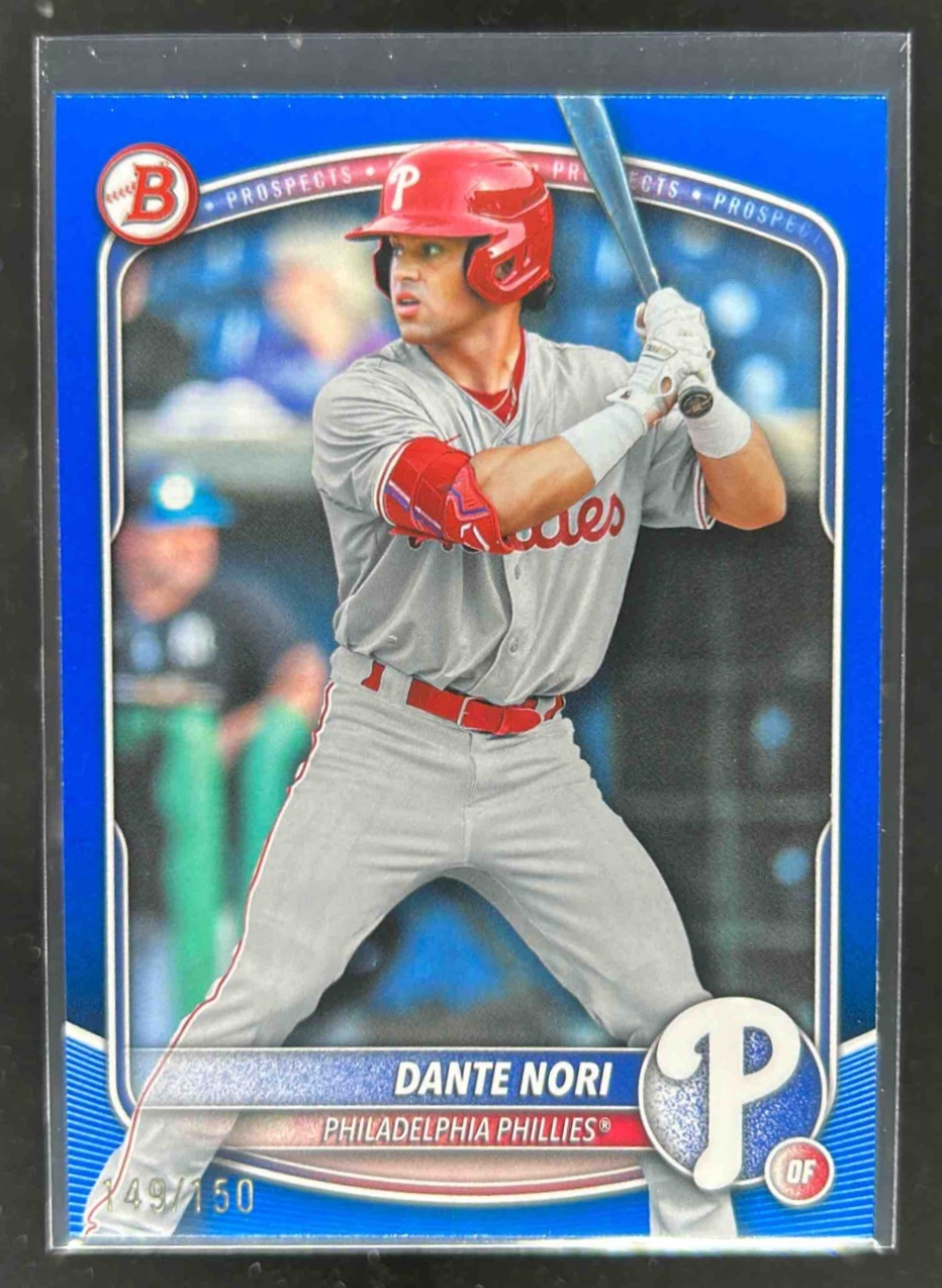 Card image for Dante Nori 2025 Bowman Baseball Draft Blue Border /150 Philadelphia Phillies