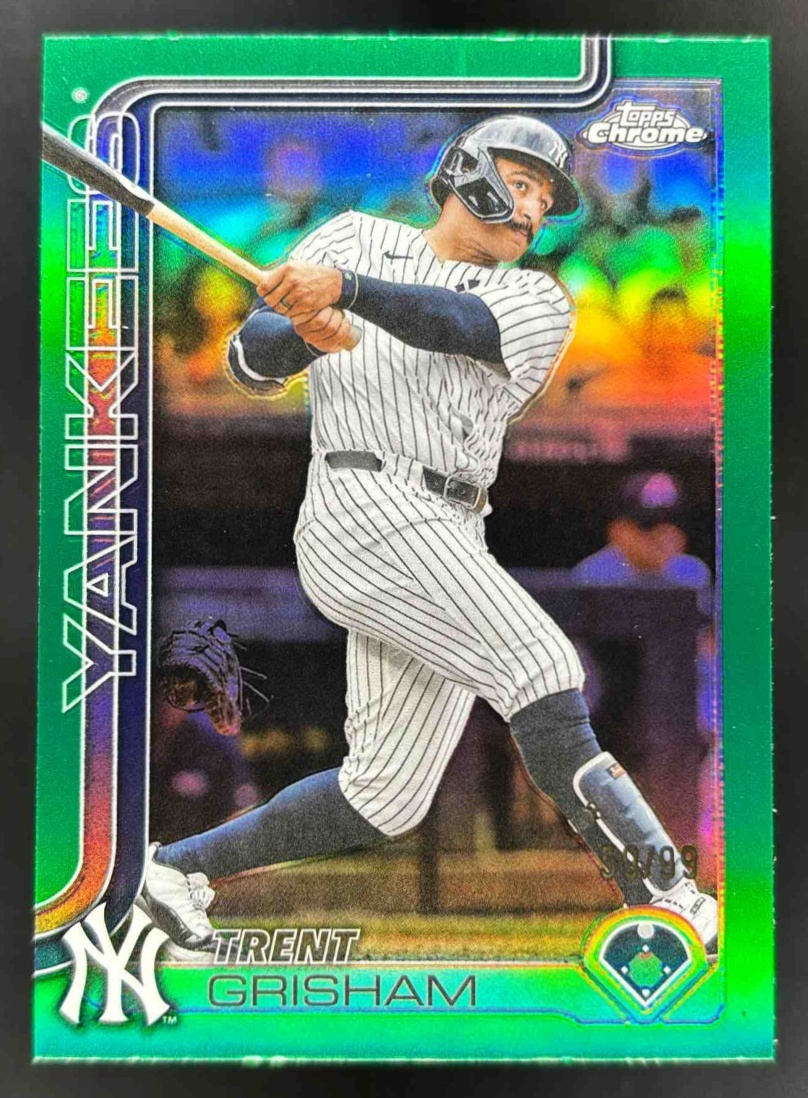 Card image for 2025 Topps Chrome Update Trent Grisham Green Refractor /99 #USC54 Yankees