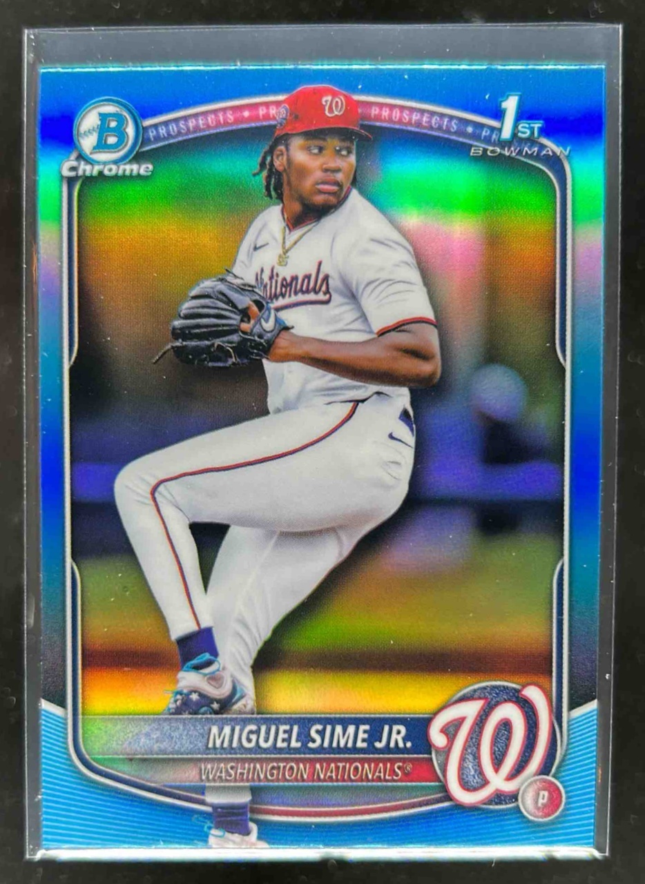 Card image for Miguel Sime Jr. 2025 Bowman Draft Chrome Sky Blue Refractor