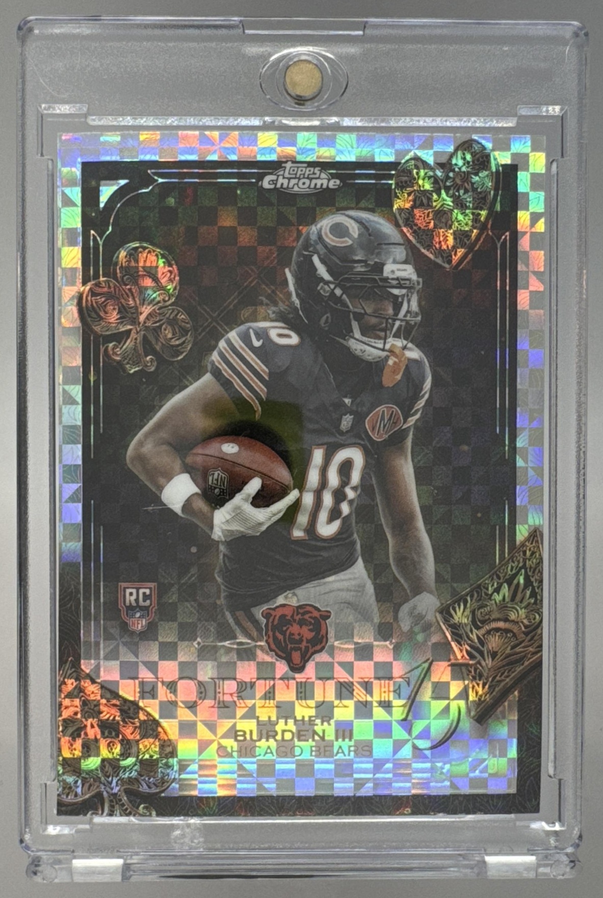 Card image for 2025 Topps Football Chrome Luther Burden III Fortune 15 #F15-28 RC Chicago Bears